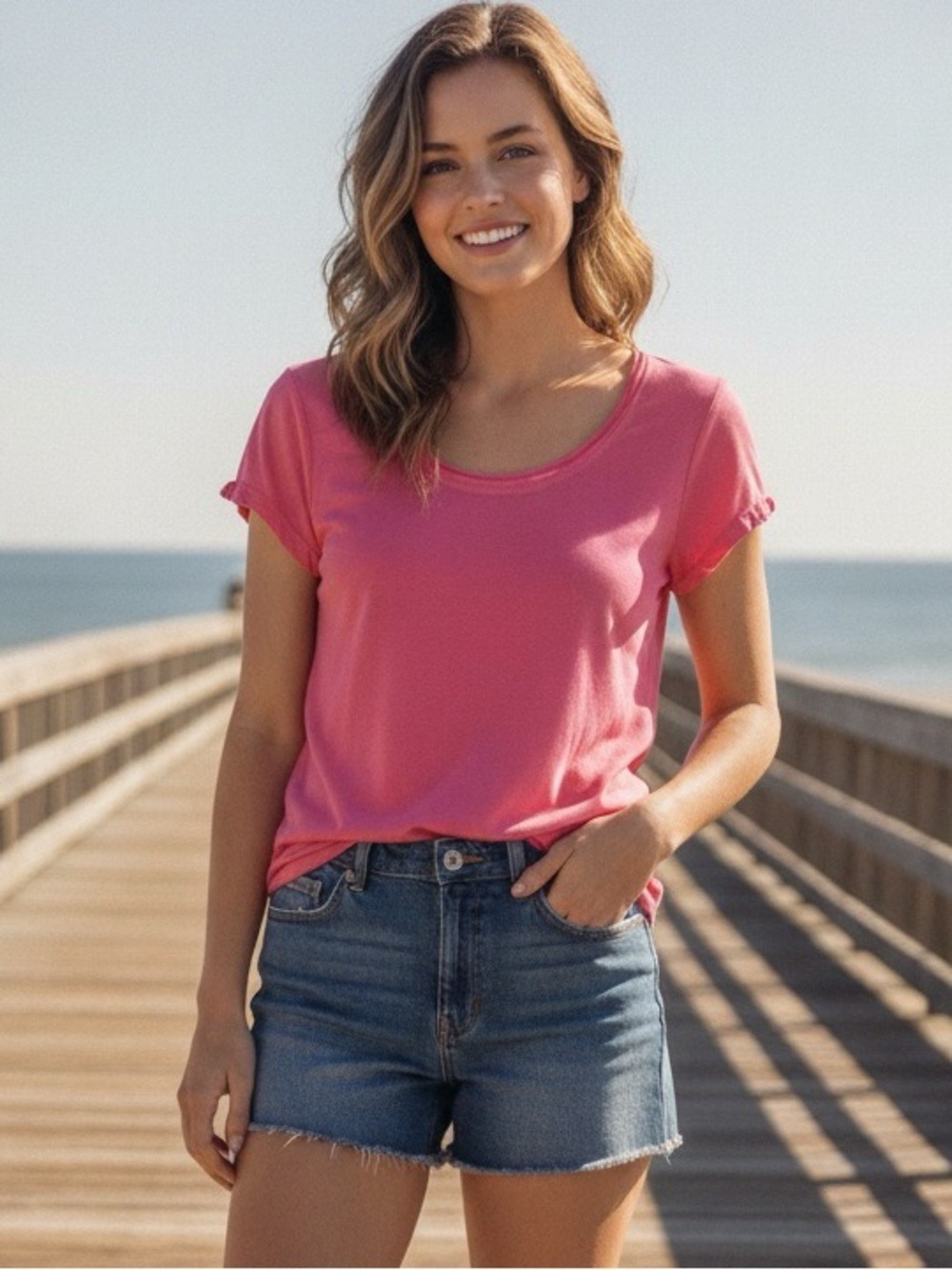 NWT Alfani Intimates Glamour Pink Cotton Modal Scoop Neck Tee Small